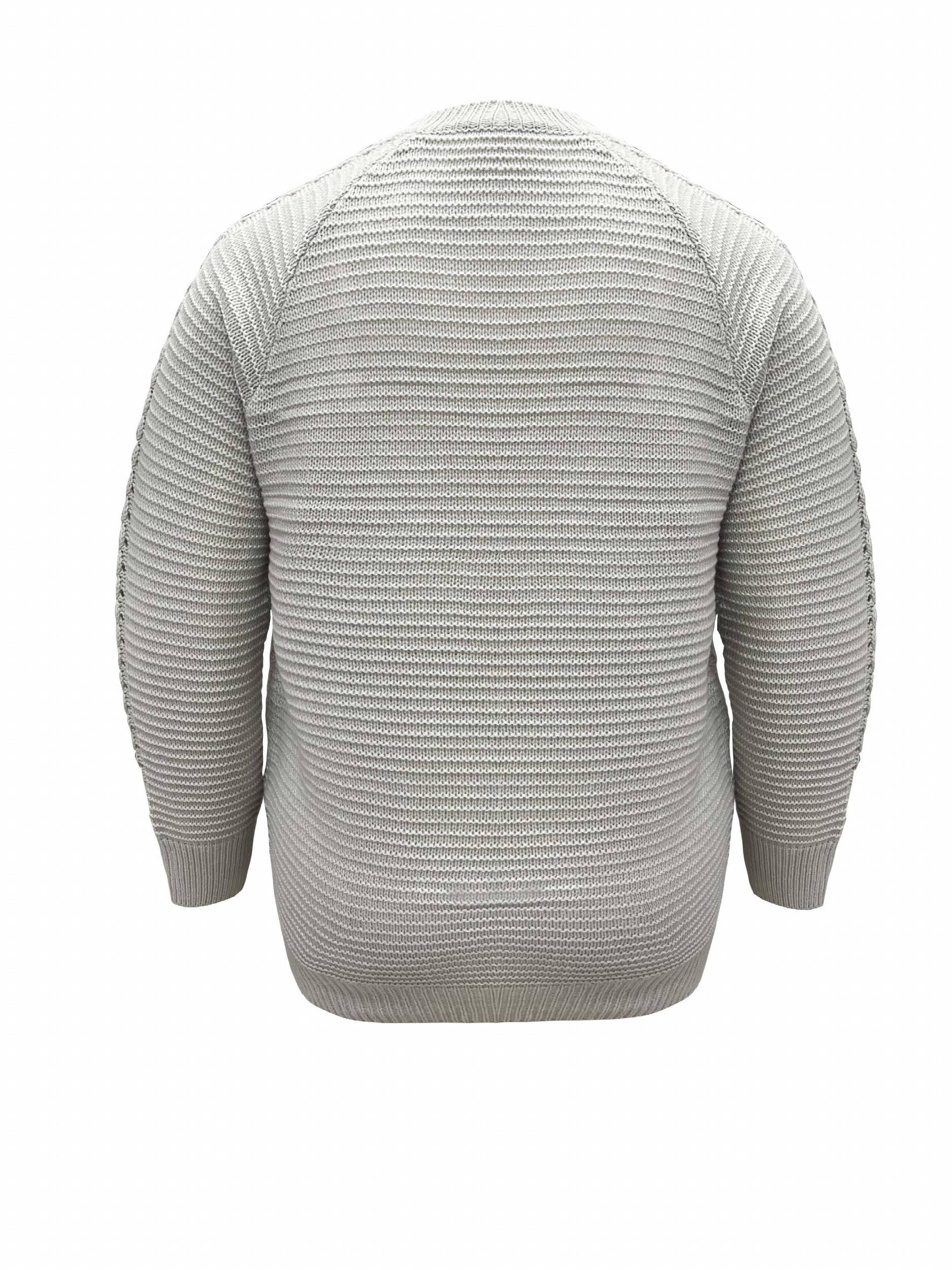 Solid Cable Long Sleeve Round Neck Sweater