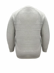 Solid Cable Long Sleeve Round Neck Sweater