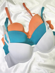3pcs Solid T Shirt Bras Push Up Bra Women's Lingerie & Underwear