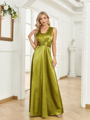 Cross Tied Bridesmaid Dress Cinched Waist Tank Dress For Wedding
