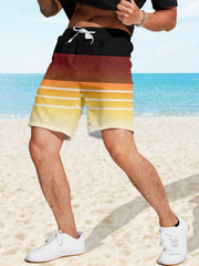 Hawaii Men's Block Beach Shorts Quick-drying Drawstring Sports Seaside Shorts