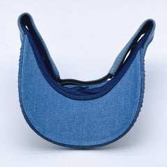 Rhinestone Heart Visor Hat Denim Washed Ponytail Sun Hat