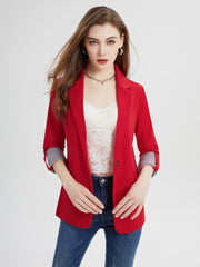 V Neck Pocket Basic Blazer Coat Casual Long Sleeve Loose Blazer