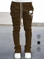Rose Pattern Bell Bottom Pants Men's Stretch Hip Hop Jogger