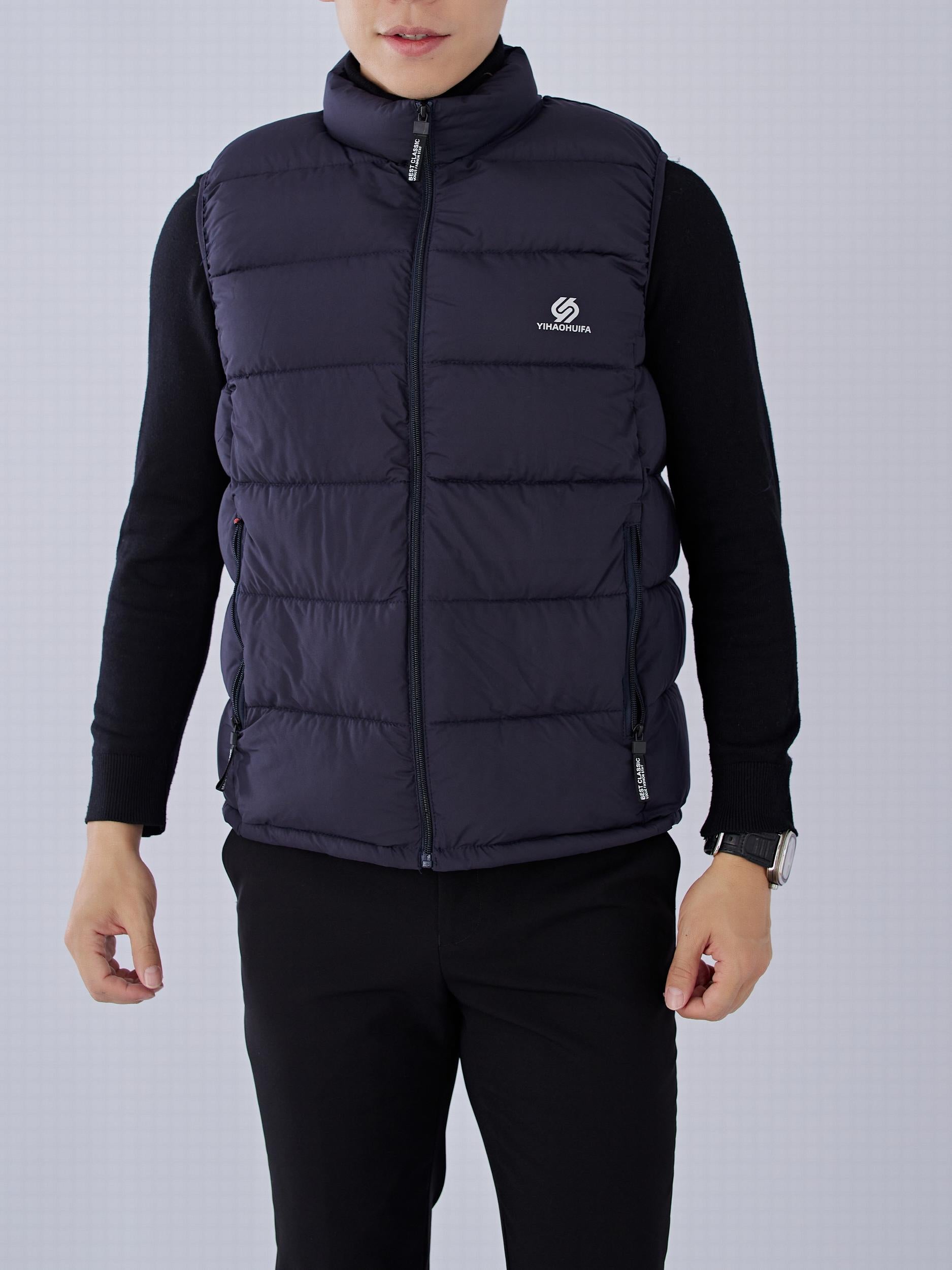 Men's Winter Vest Stand Collar Zip Up Casual Padded Vest