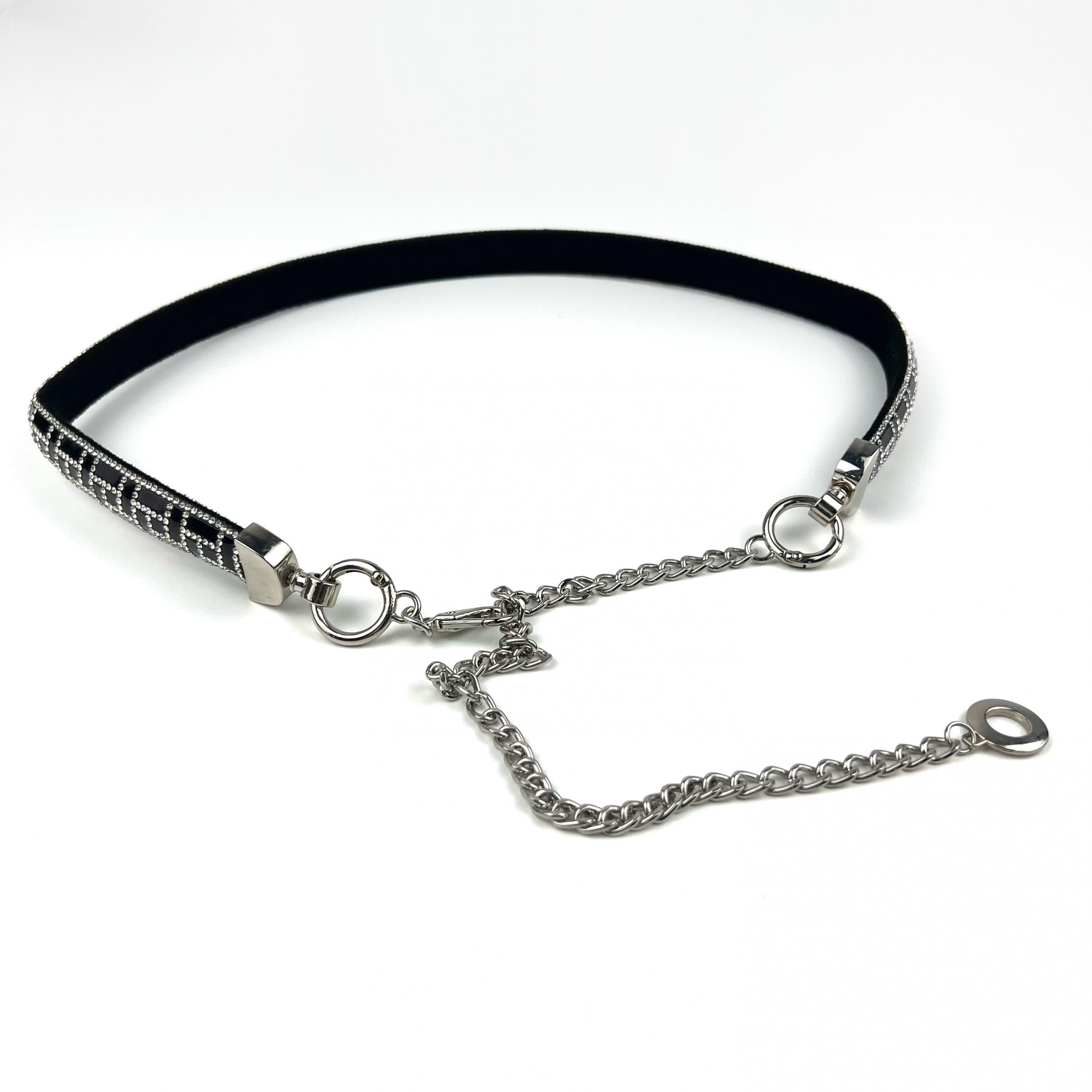 Adjustable Rhinestone Belt Chain Tassel Waistband for Women