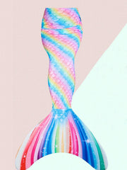 Girl's Mermaid Tail Swimsuit Tie Dye Fish Scale Pattern