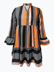 Women's Plus Colorblock Polka Dot Smock Dress