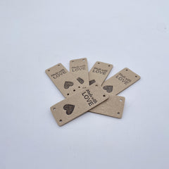 20pcs With Love WORDS Faux Suede Labels Faux Leather Labels