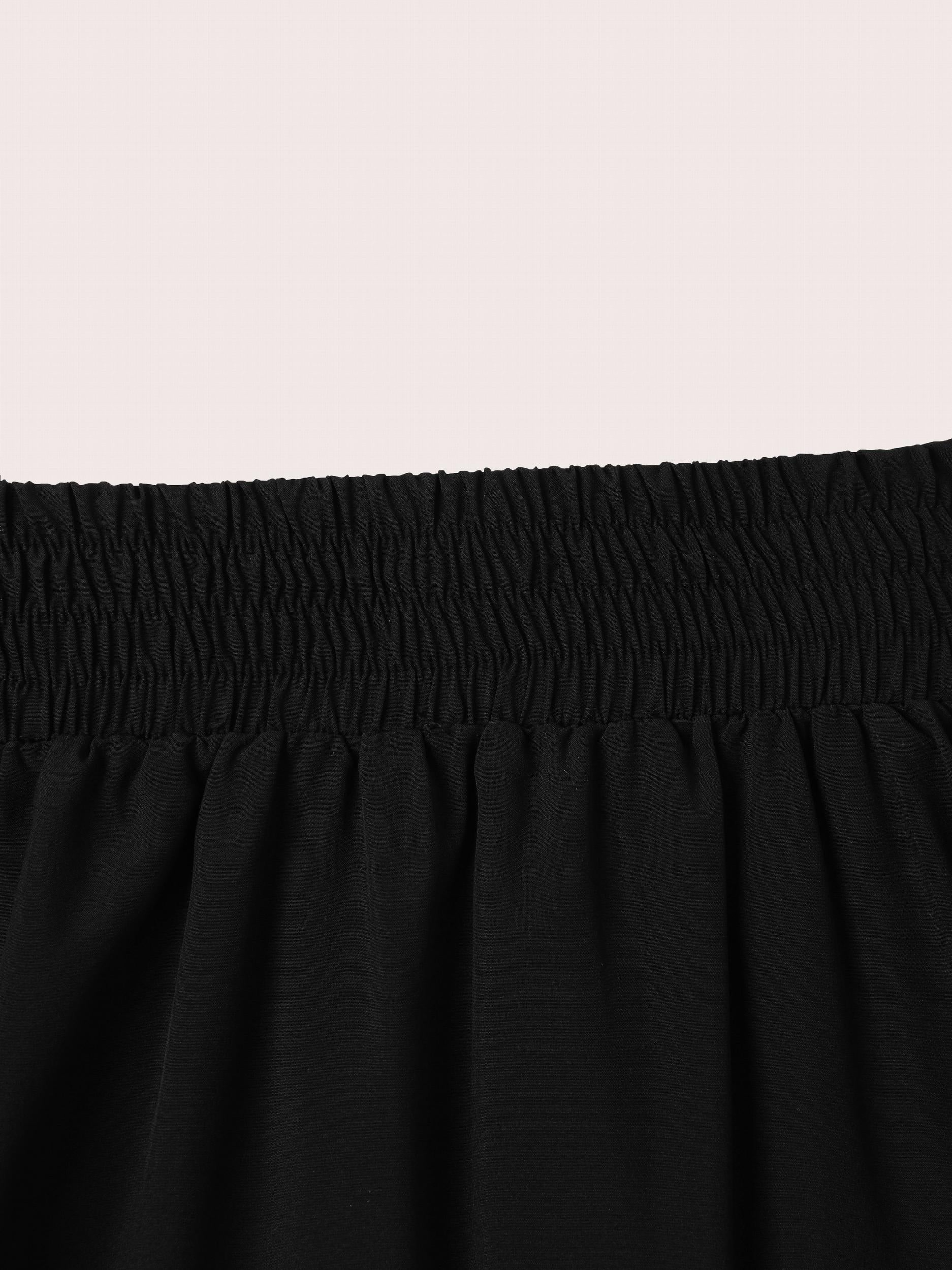 Solid Elastic Side Ruched Tie Maxi Cargo Skirt