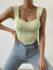 Striped Corset Top Wide Strap Summer Sleeveless Top