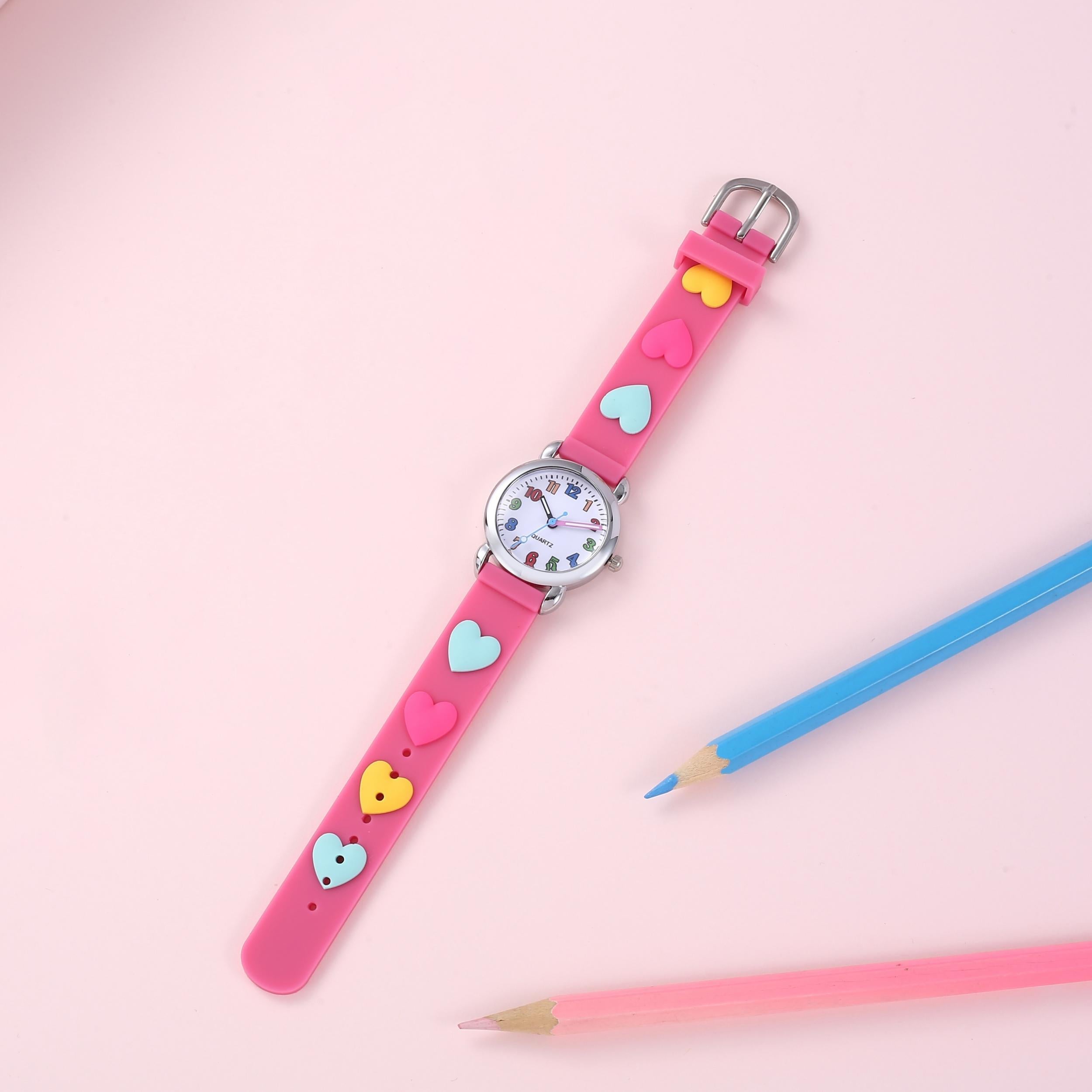 Colorful 12 Numbers Children's Cartoon Student Heart Band Wrist Watch