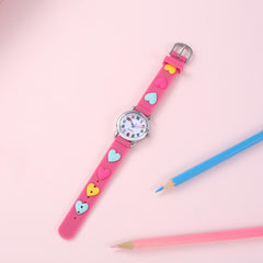 Colorful 12 Numbers Children's Cartoon Student Heart Band Wrist Watch