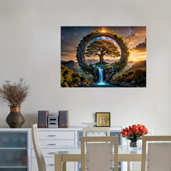 Wisdom Tree Puzzle Sunset Waterfall Mystical Tree Landscape Jigsaw