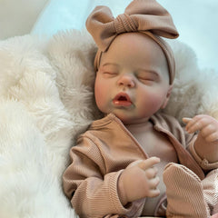 Realistic Bald Vinyl Baby Girl Reborn Doll with Bow - Perfect Gift for Girls