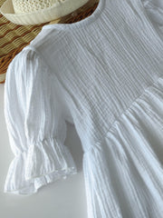Girl's Summer Pleated Ruffle Sleeve Casual Dress