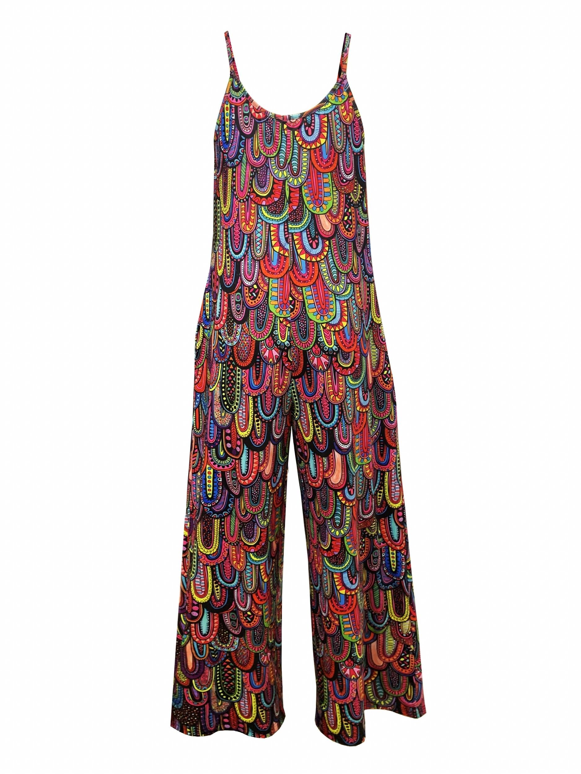 Paisley Print Cami Jumpsuit Wide Leg