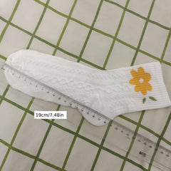 5 Pairs Autumn Winter Flower Pattern Socks
