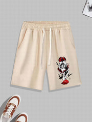 Anime Graphic Pattern Comfy Shorts Men's Casual Elastic Waist Drawstring Shorts