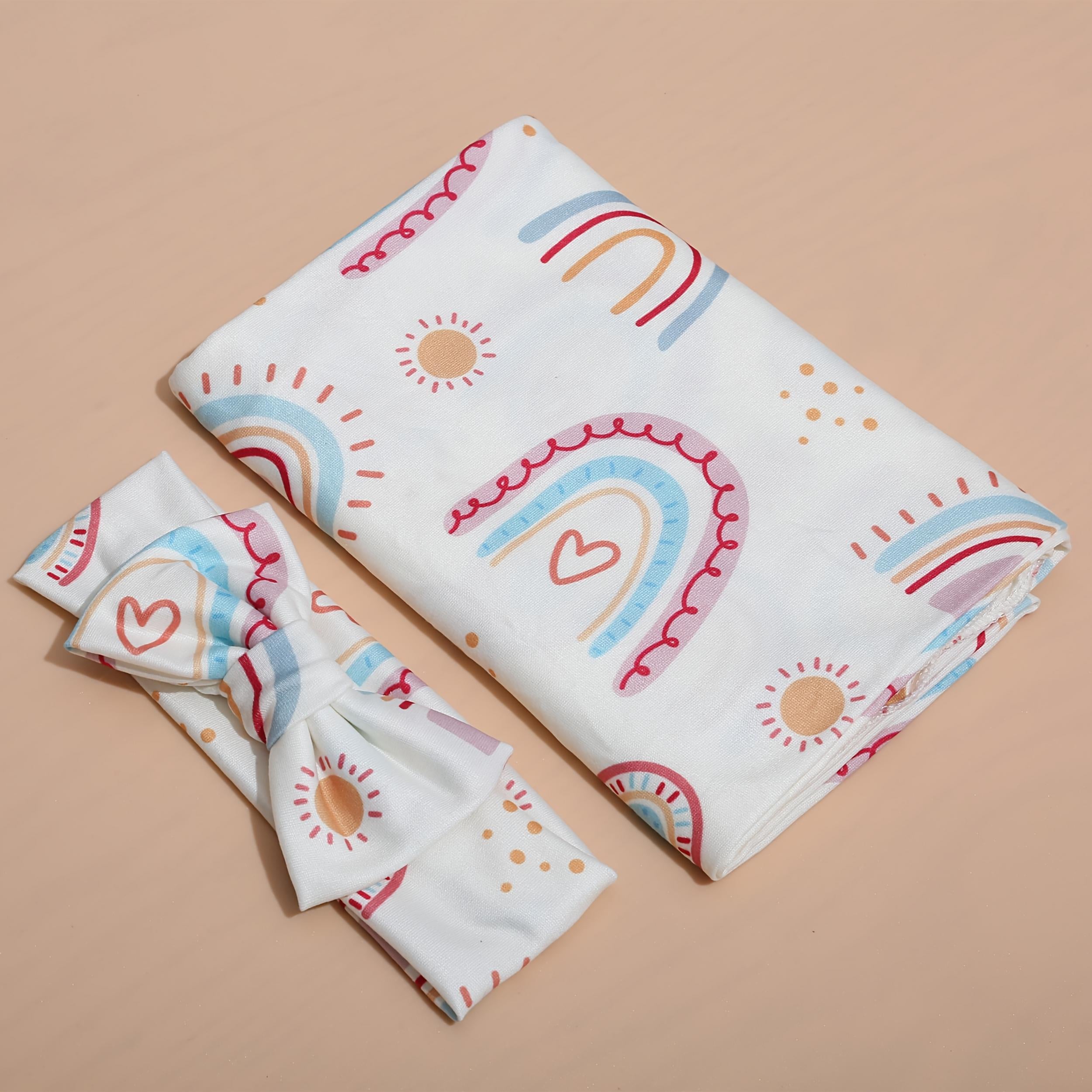 Ultra Soft Floral Swaddle Wrap & Headband Set Pink Roses Knit Girls Flower Kids