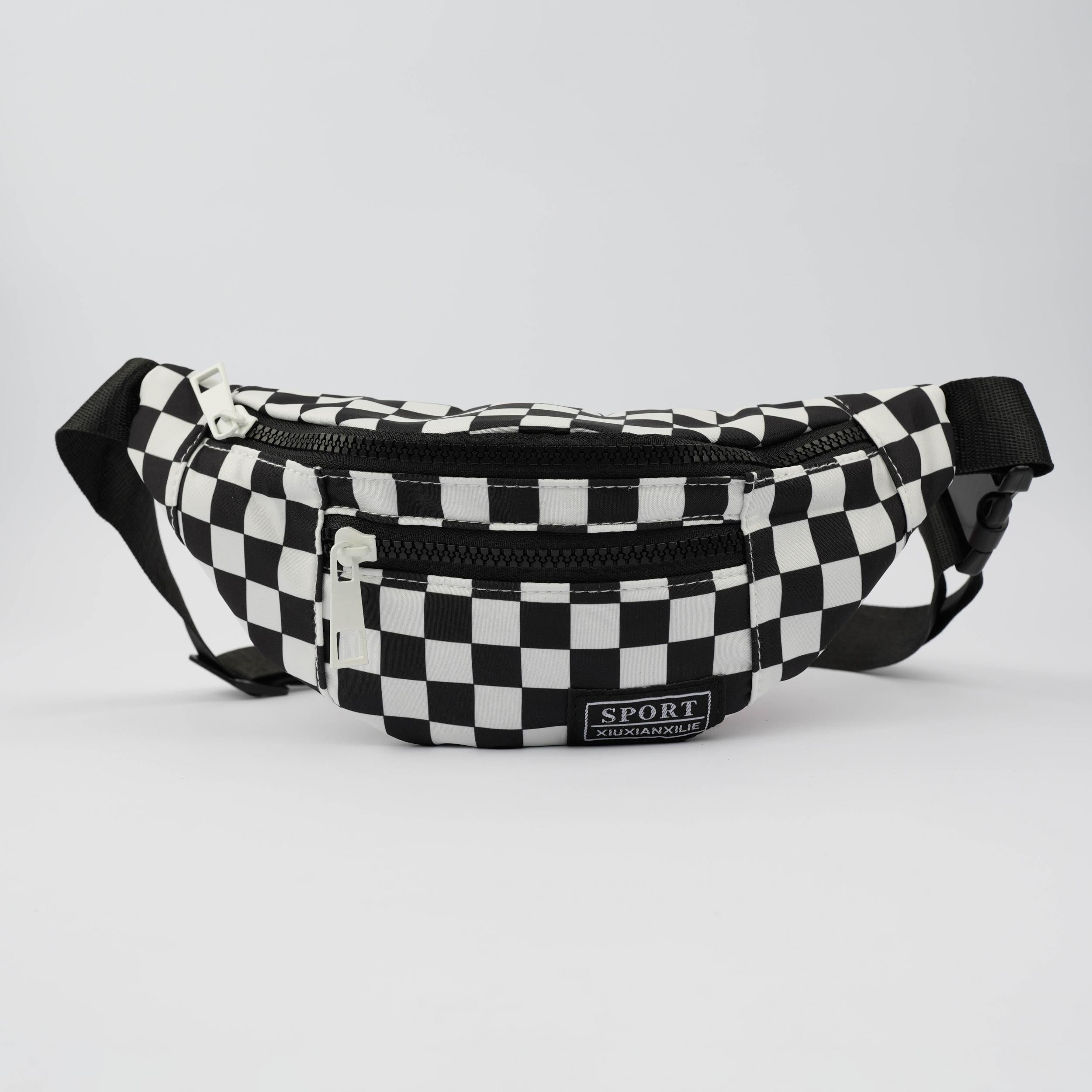 Unisex Checkerboard Zipper Fanny Pack Bag Sling Bag