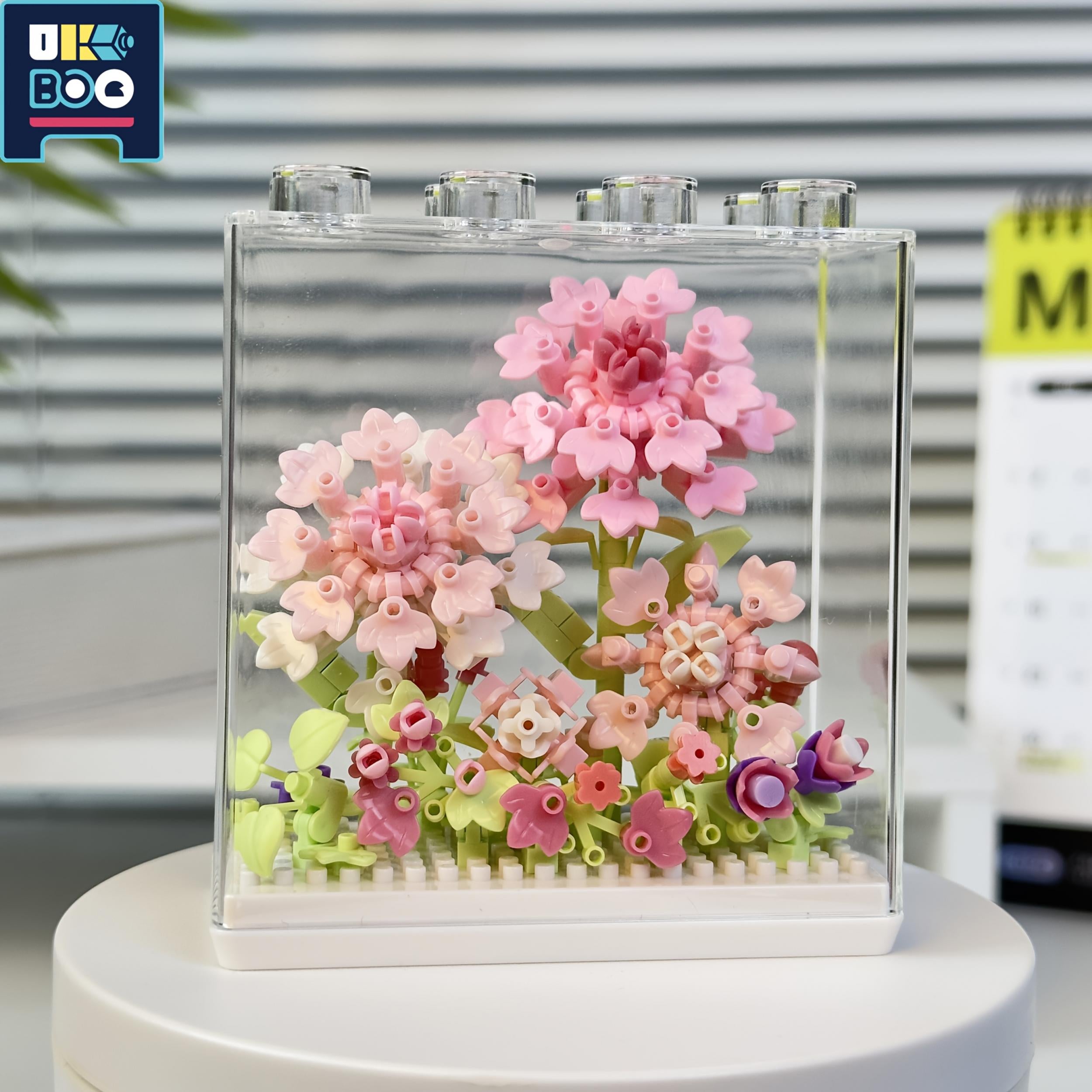 UKBOO 3D Flower Building Blocks Roses Bouquet Colorful Desktop Ornament