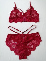 Romantic Lace Lingerie Set Scallop Trim Triangle Bra & Panties