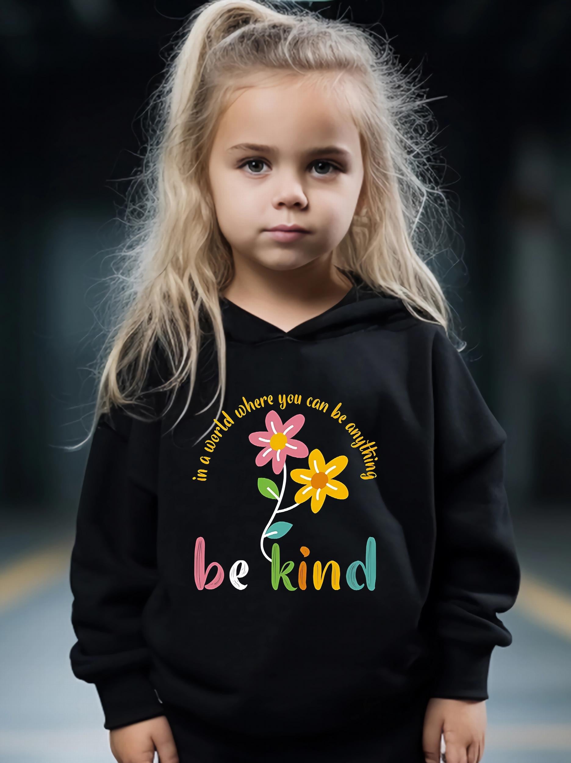 BE KIND & Flower Pattern 2pcs Activewear Sets - Girls Comfy Sports Outfits