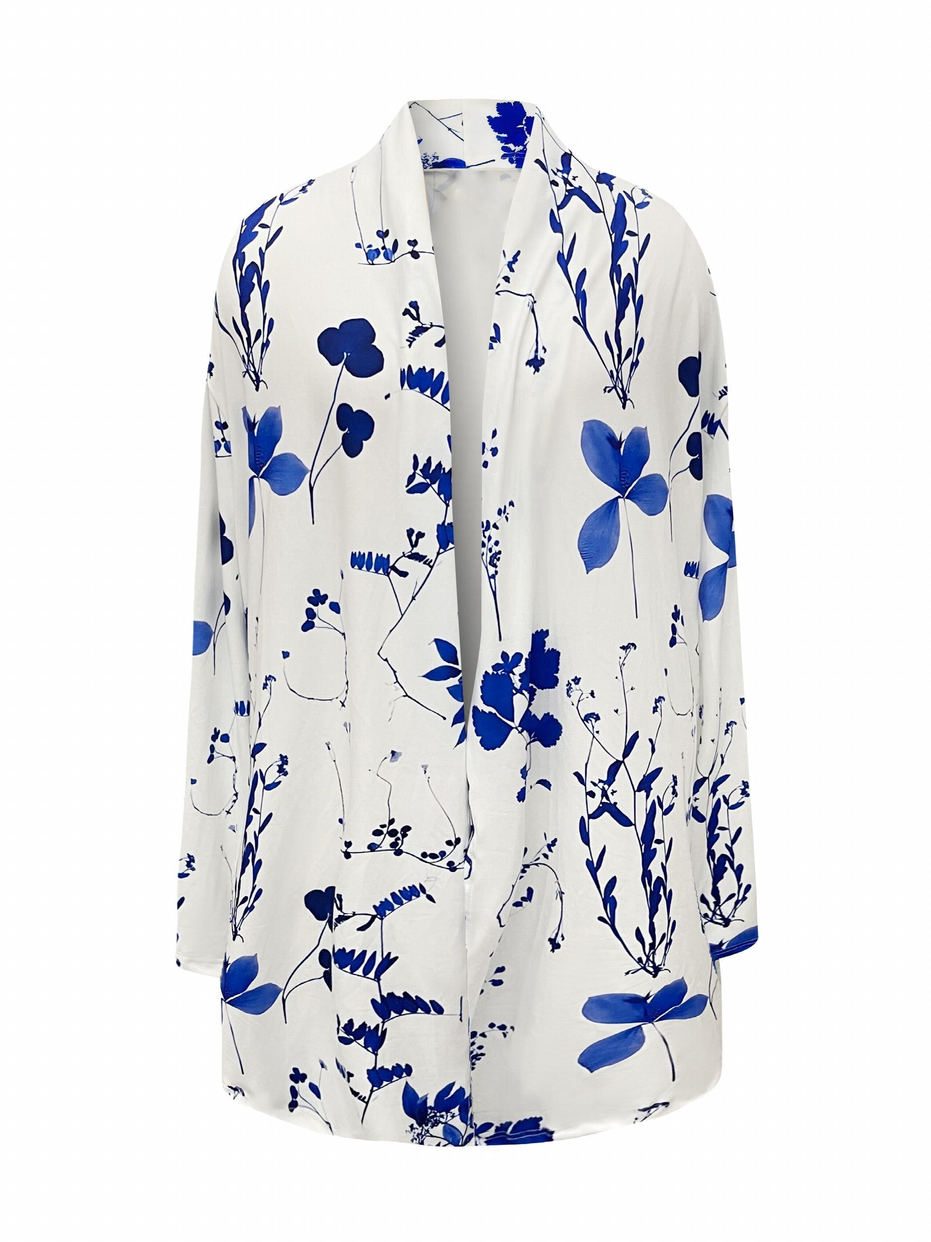 Floral Print Open Front Cardigan