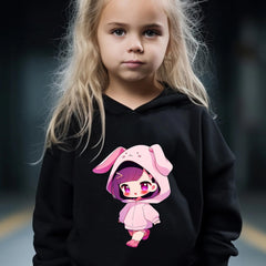 Anime Girl Pattern Long Sleeve Hooded Sweatshirt & Sweatpants