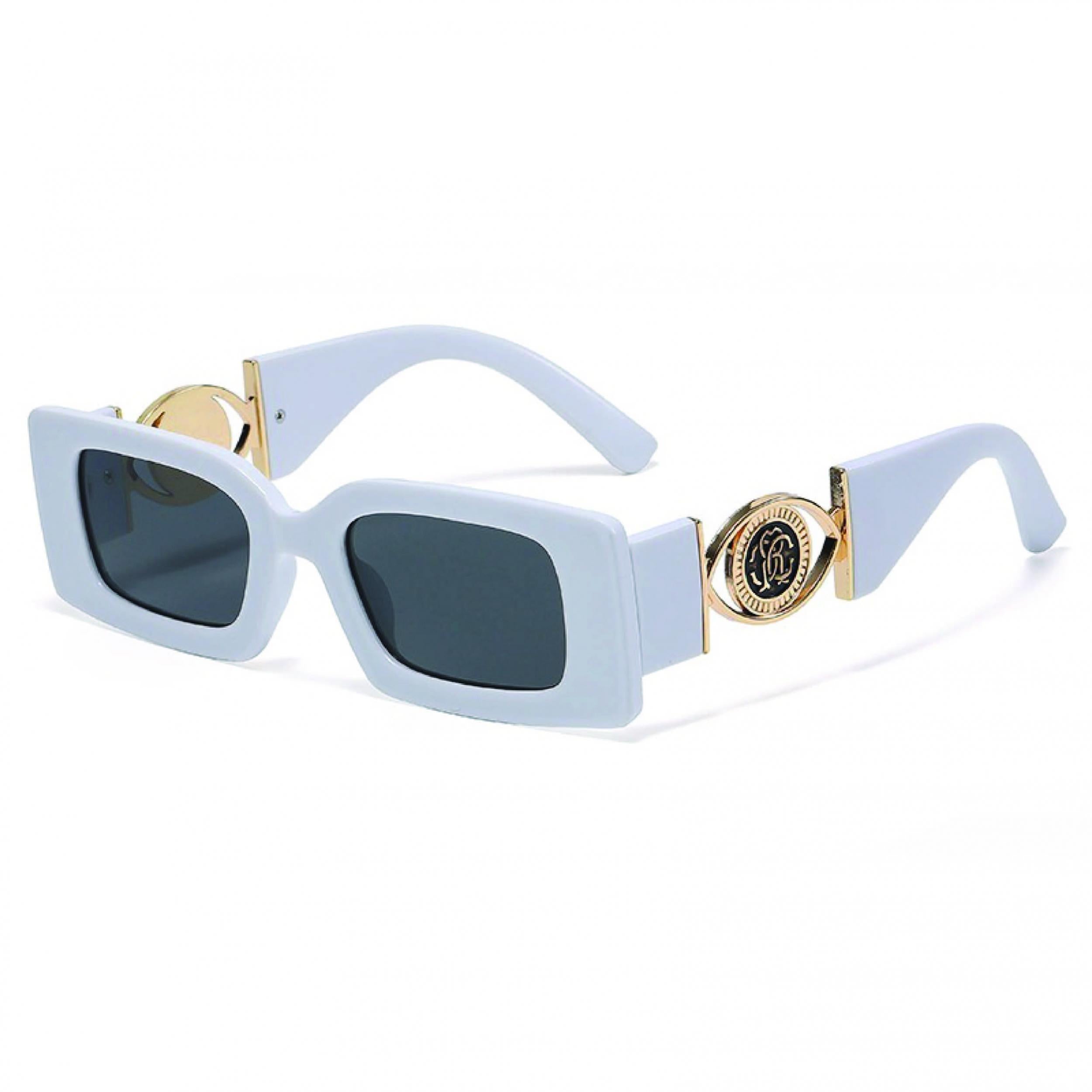 Y2K Rectangle Sunglasses Engraved Temple UV400