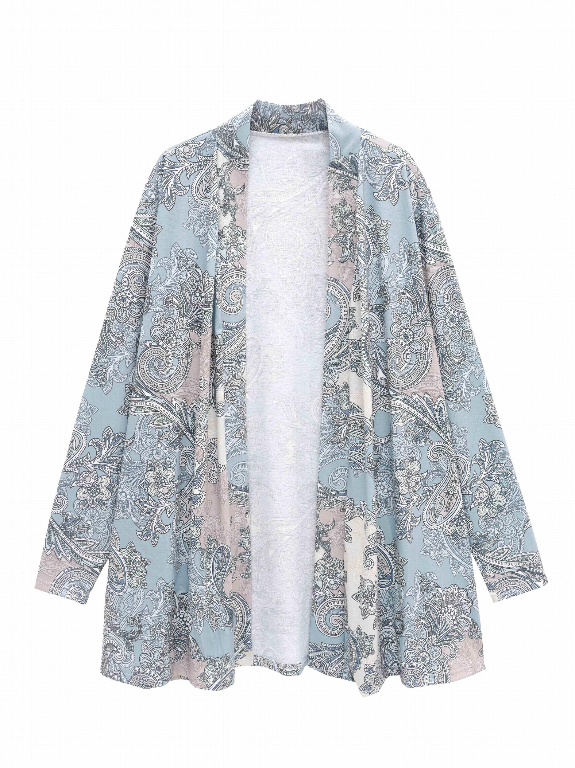 Paisley Print Open Front Cardigan