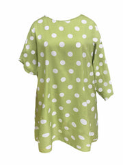 Polka Print Casual Dress Round Neck