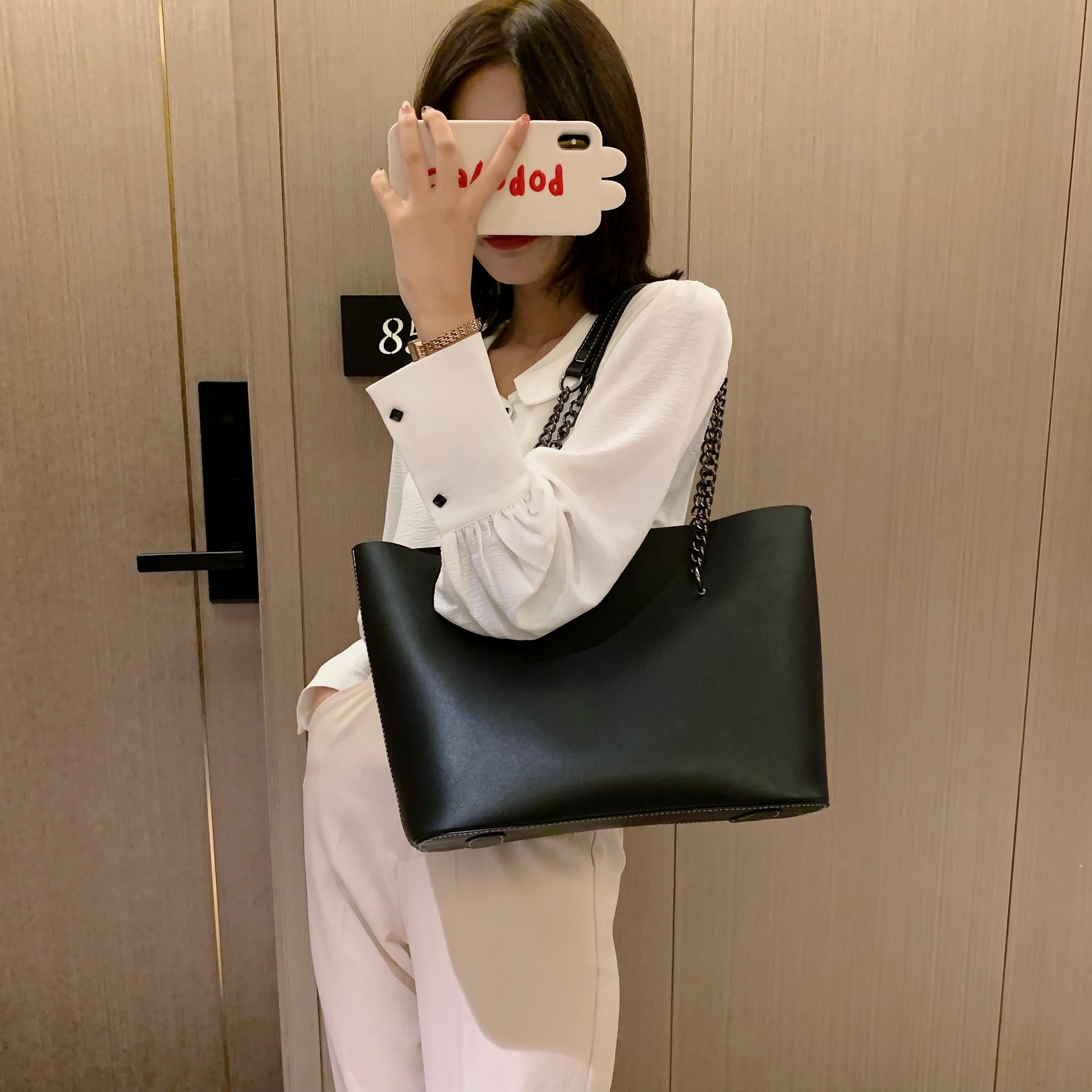 PU Leather Shoulder Bag For Women Chain High Capacity Handbags