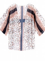 Colorblock V Neck Cover Up Shirt Loose Fit