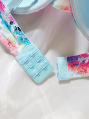 Floral Tie Dye Push Up Bra Full Coverage