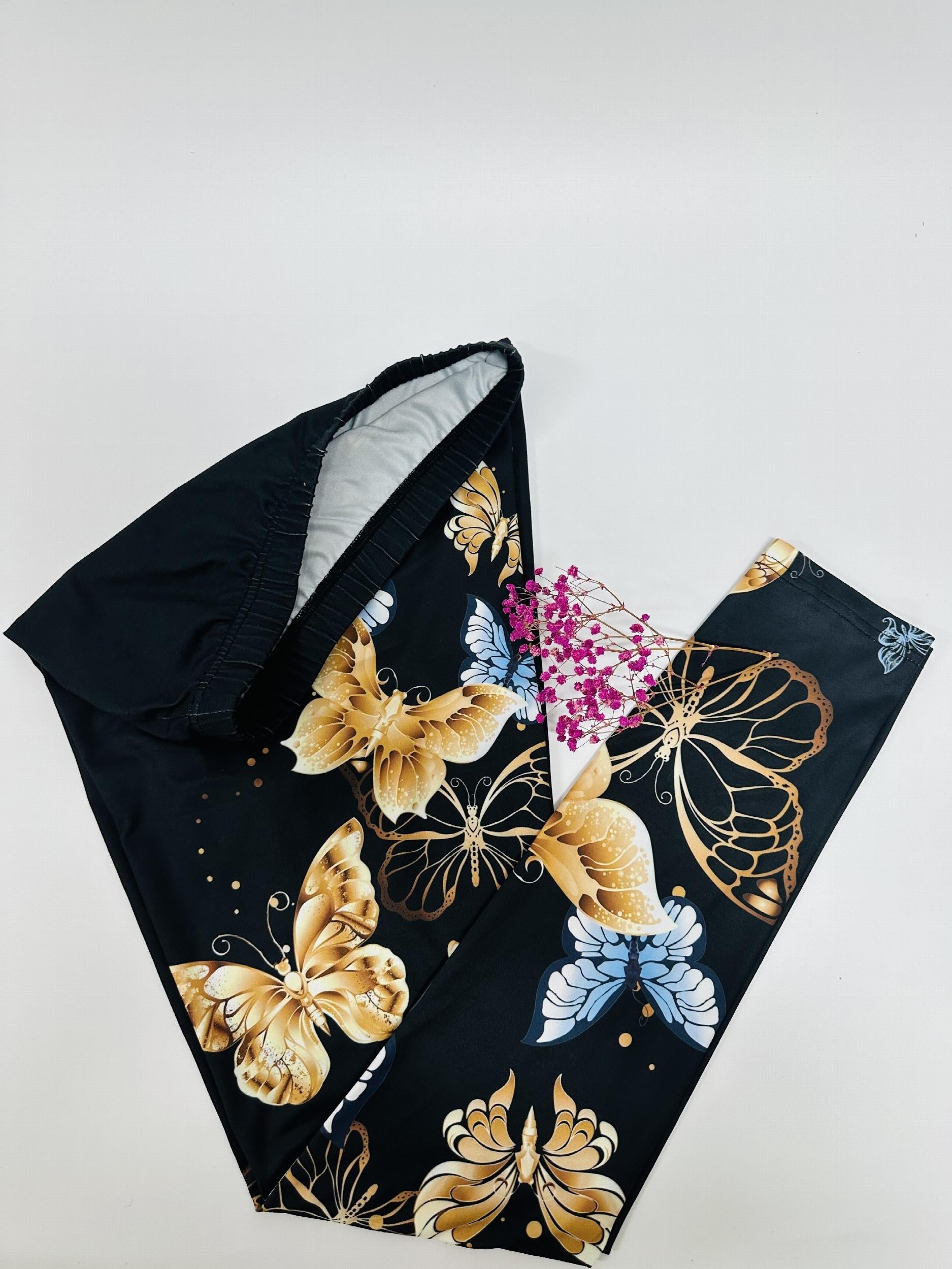 Butterfly Print Skinny Leggings High Waist Stretchy Leggings