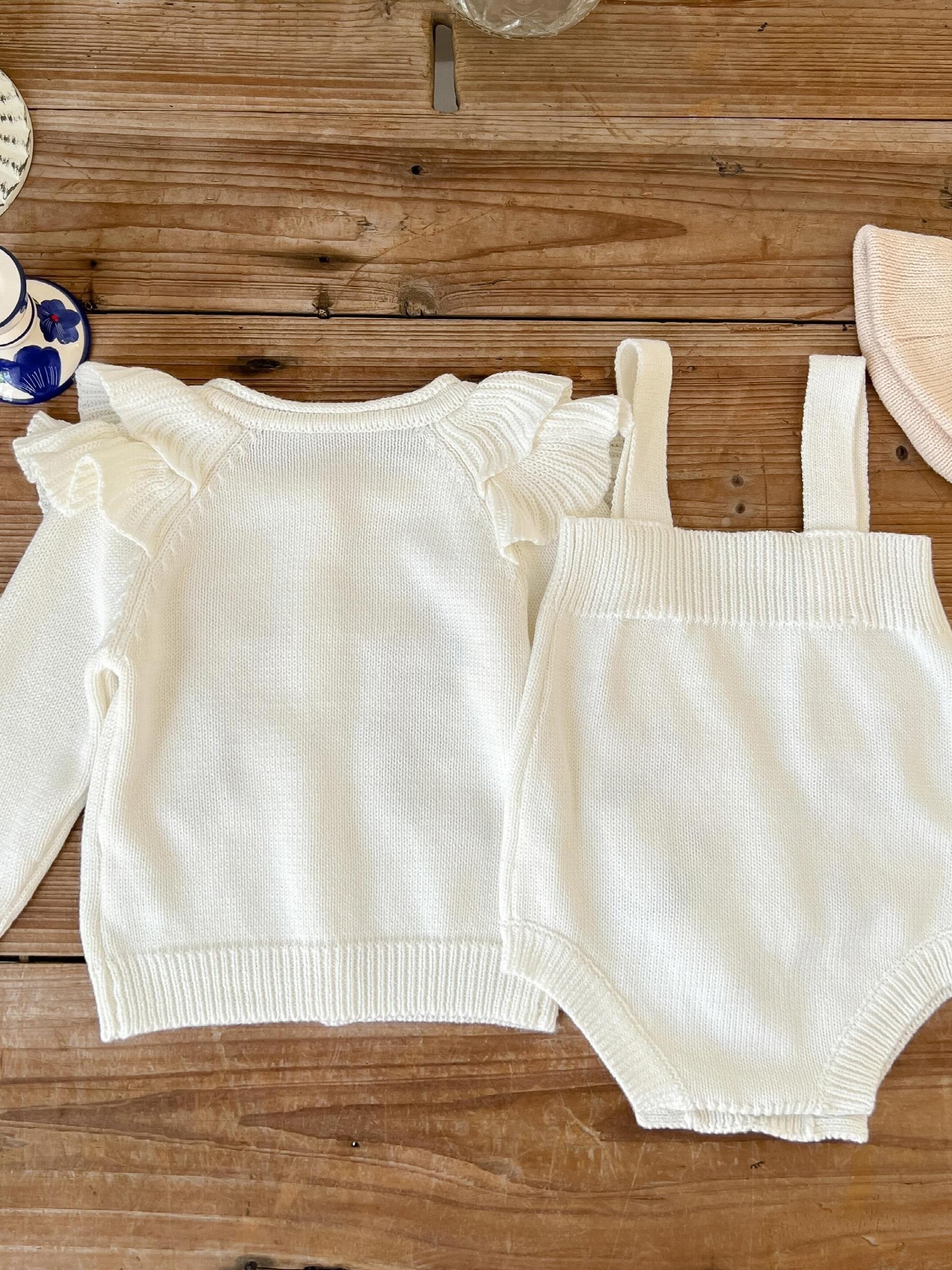 Baby Girl's Flower Print Coat & Suspender Romper Set