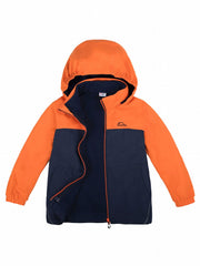 Kids Striped 3 In 1 Rain Jacket Waterproof Windbreaker With Fleece Lining