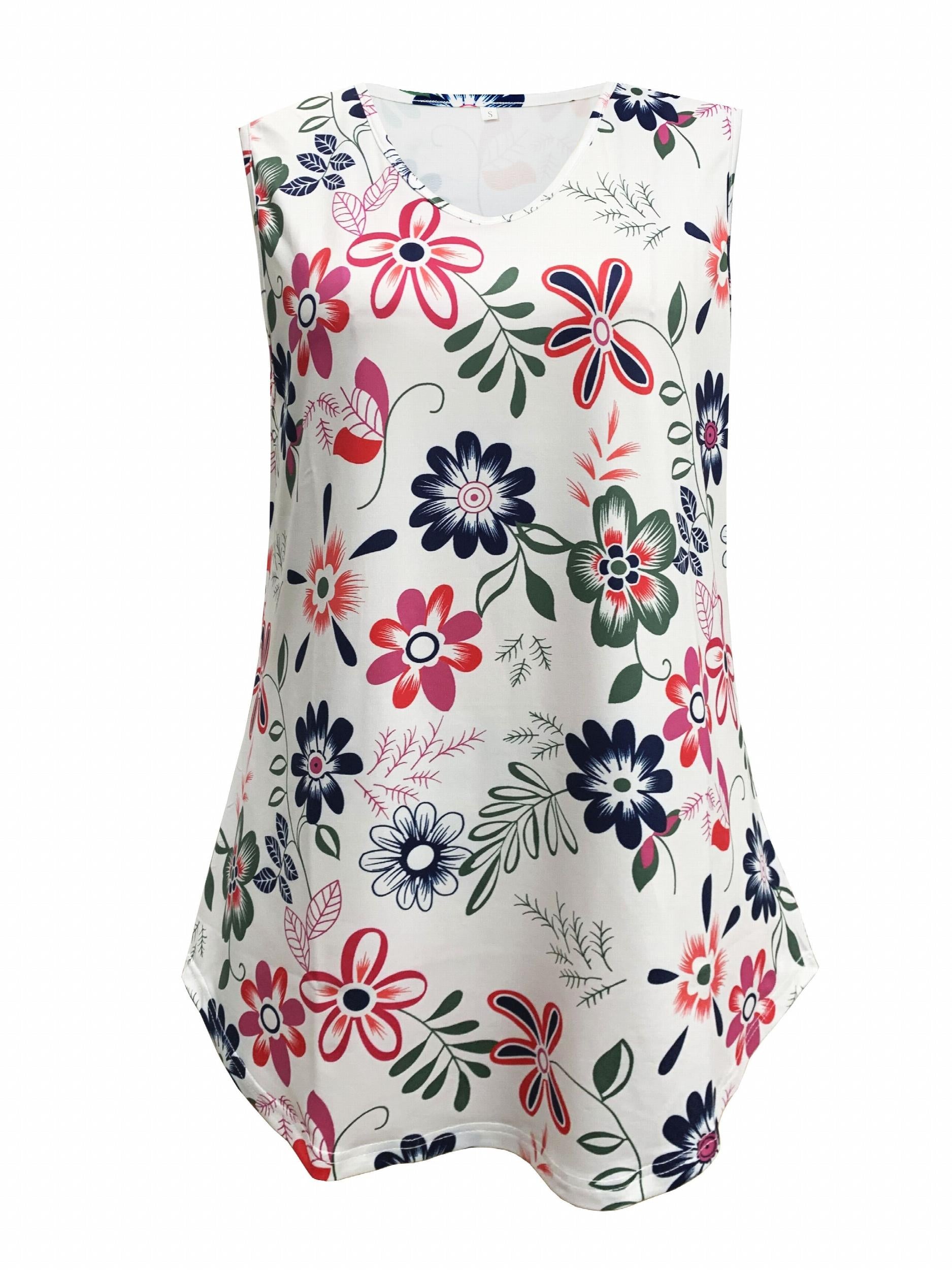 Floral Print Tank Top Sleeveless Casual Summer Women's Clothing