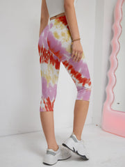 Tie Dye Print Cropped Leggings Skinny Casual Leggings