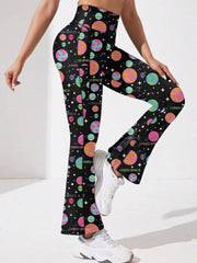 Planet & Alien Pattern Yoga Pants High Waist Fitness Sports Pants