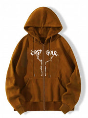 Skull Graphic Halloween Hoodie Long Sleeve Drawstring Top