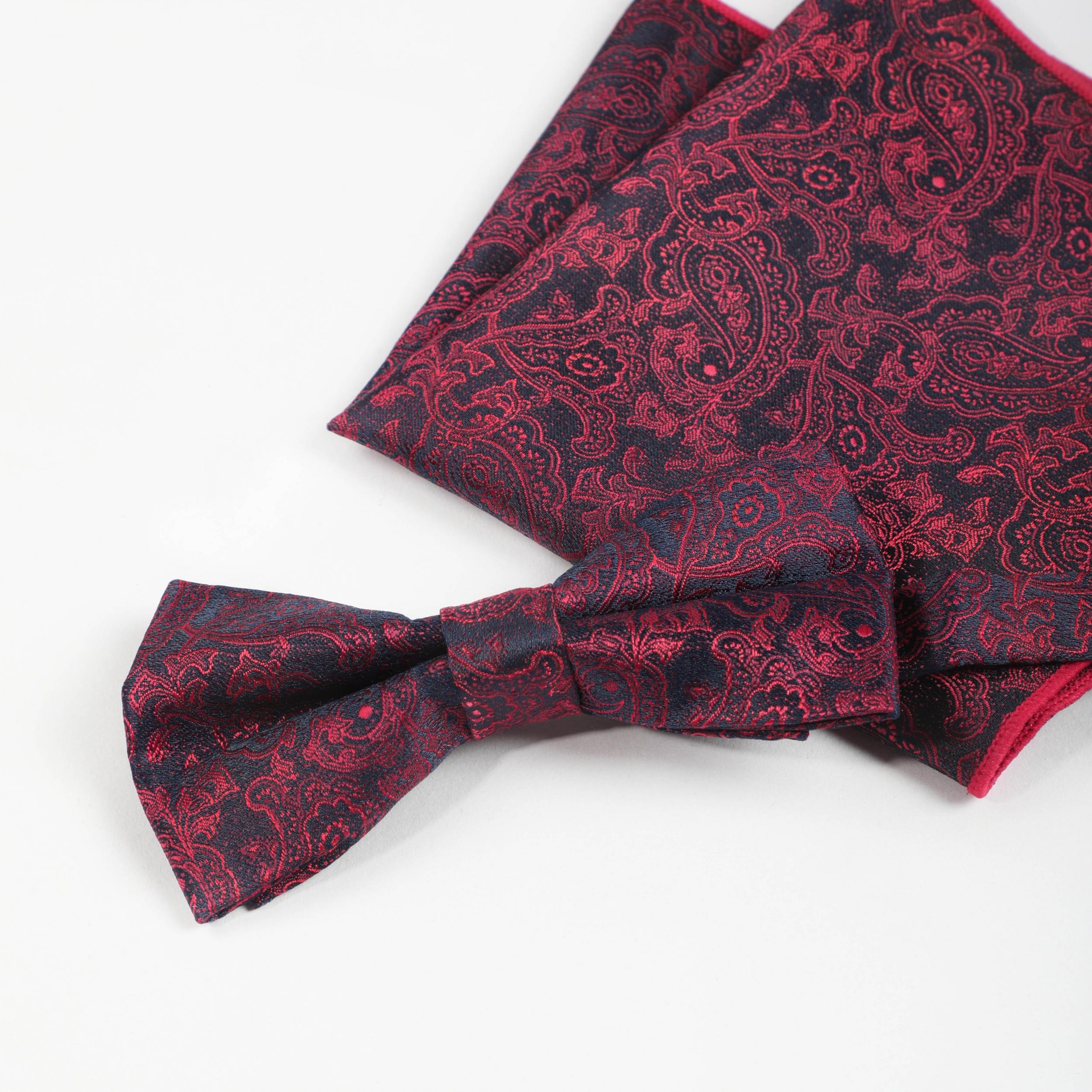 Cashew Pattern Bow Tie & Necktie Set for Men