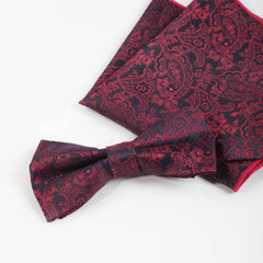 Cashew Pattern Bow Tie & Necktie Set for Men
