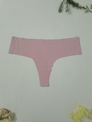 3 Pack Plus Size Seamless Thong Panties Set Women's Mid Waist Stretch