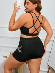 Sports Shorts Cross Letter High Waist Yoga Shorts