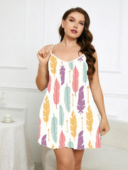 Feather & Arrow Print V Neck Cami Sleep Dress