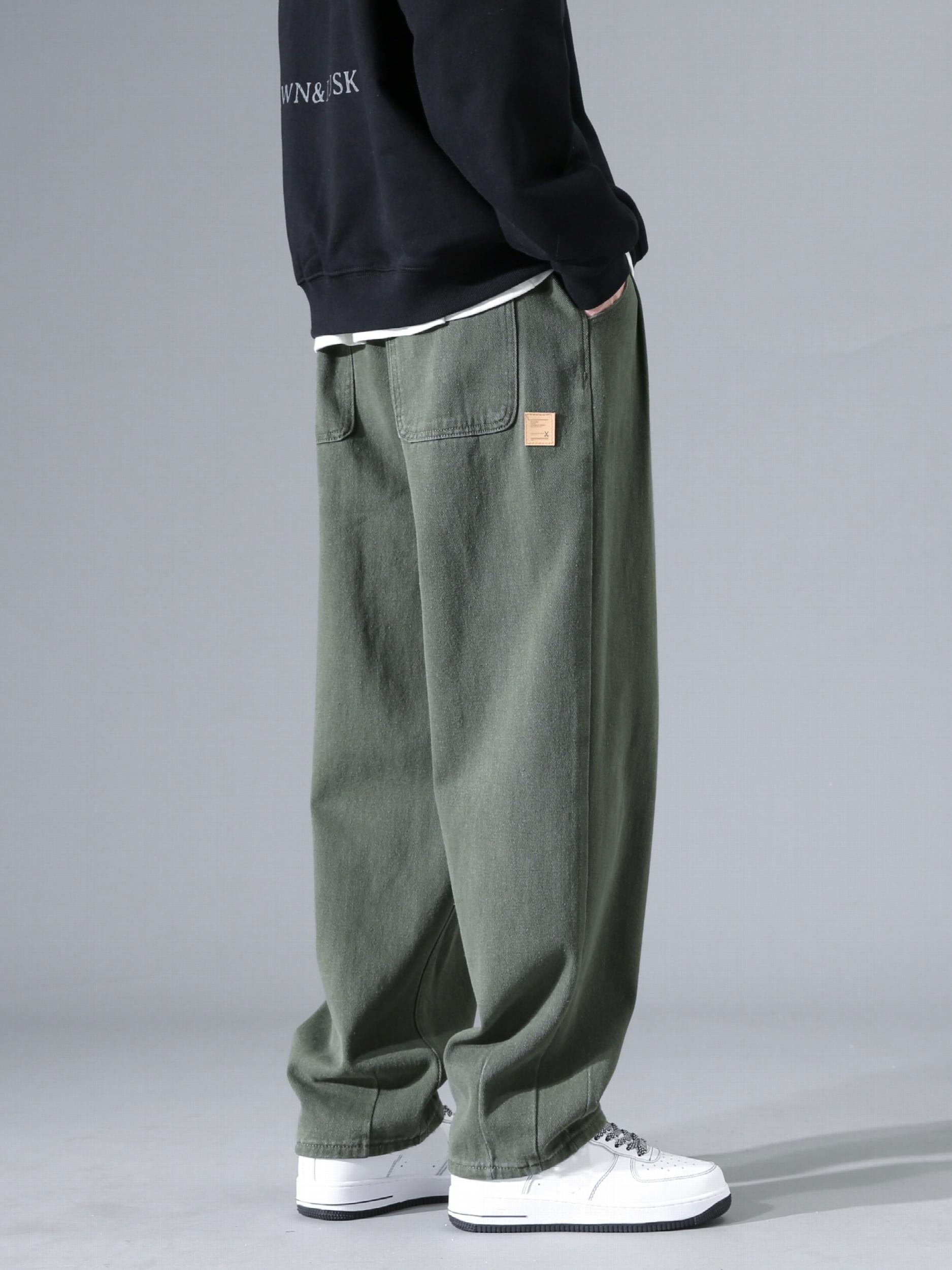 Men's Solid Joggers Pockets Active Drawstring Trousers
