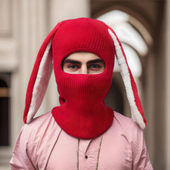 Crochet Cat Beanie with Bunny Ears Winter Balaclava